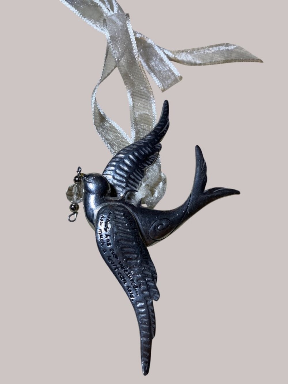 Zelda Fitzgerald Pweter Dove Christmas Ornament 4 3/4” by Seasons of Cannon Fall - Picture 9 of 11